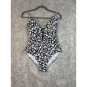 Pursuit Women's One Piece Swimsuit Size 16 Black White Animal Print NWT